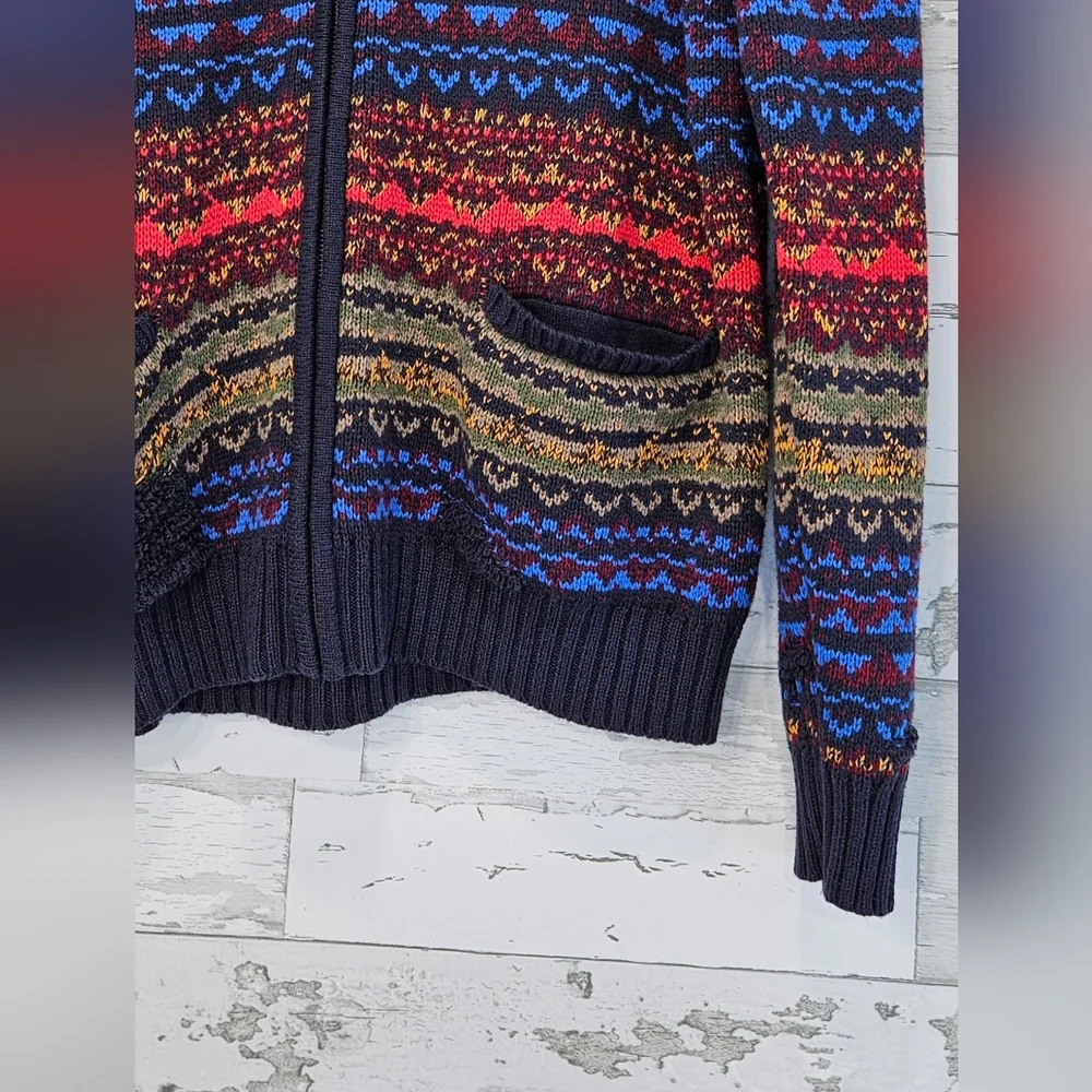 Rails‎ Mens Shawl Full Zip Cardigan Large Striped Blue Multicolor Cotton Blend
